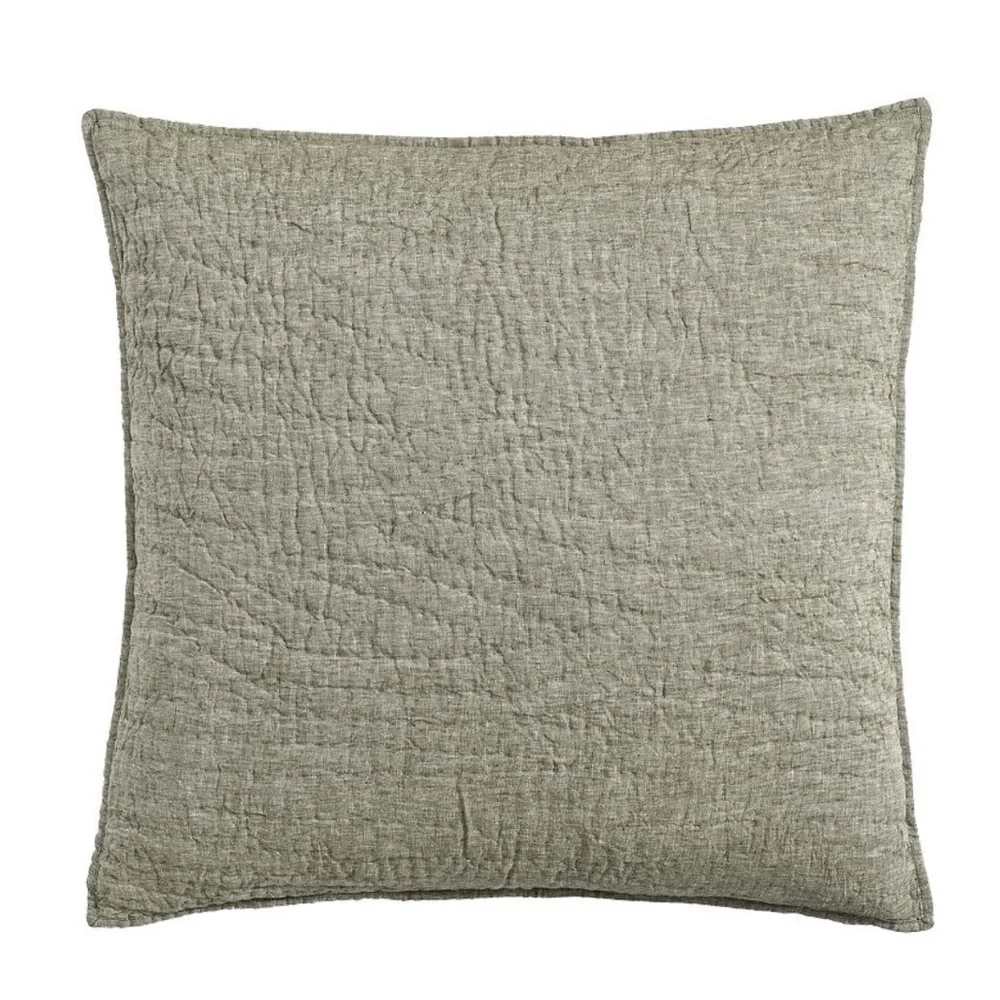 Pottery Barn Belgian Flax Linen Handcrafted Quilted Euro Shams Set of 3